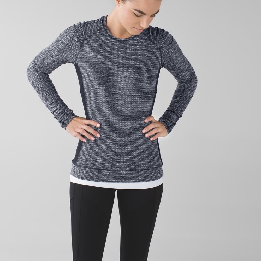 Lululemon Think Fast Long Sleeve 6 Coco Pique Black Pullover Rulu